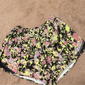 lululemon athletica Floral Print Athletic Shorts - Pink/Yellow/Black
